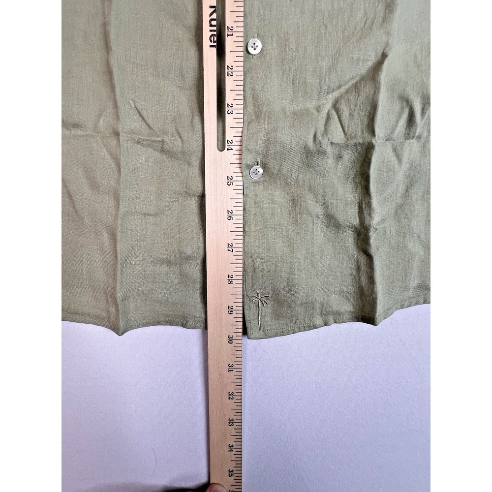 Manebi Men's Washed Linen LS Button-Up Panama Shirt Sage Size‎ XL Made In Italy - Picture 7 of 14